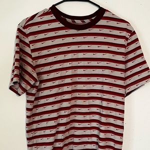 red nike striped shirt